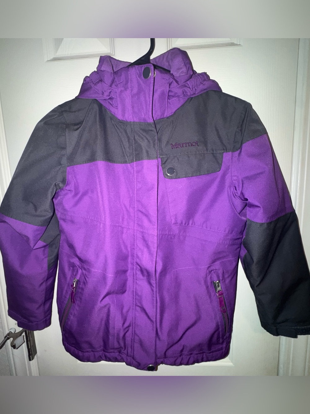 Marmot Purple and Gray Kids Hooded Jacket